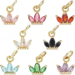 16Pcs 8 Colors Brass Cubic Zirconia Charms