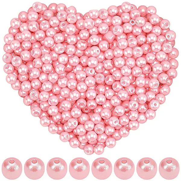 1200Pcs Baking Painted Pearlized Glass Pearl Round Bead Strands