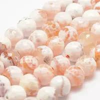 Faceted Natural Fire Crackle Agate Beads Strands