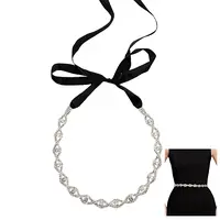 Metal Full Crystal Rhinestone Horse Eye Bridal Waist Belts for Wedding Dress