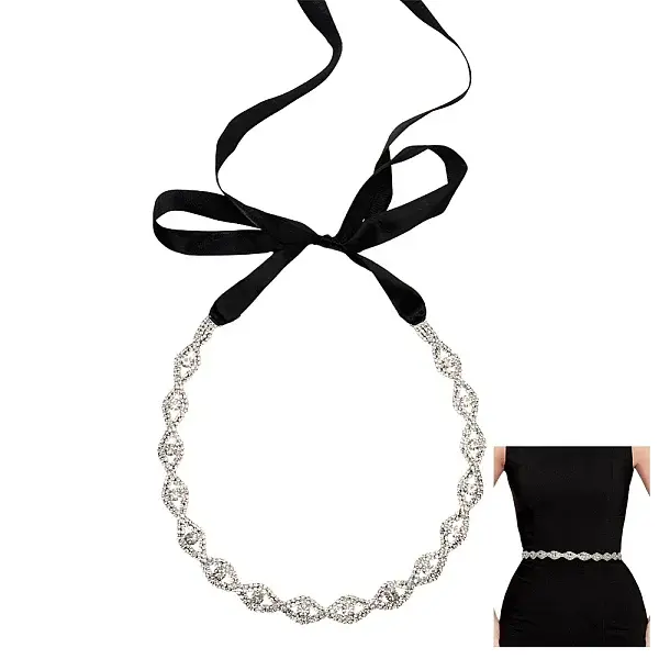 Metal Full Crystal Rhinestone Horse Eye Bridal Waist Belts for Wedding Dress