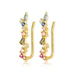 925 Sterling Silver Micro Pave Clear Cubic Zirconia Rainbow Climber Earrings