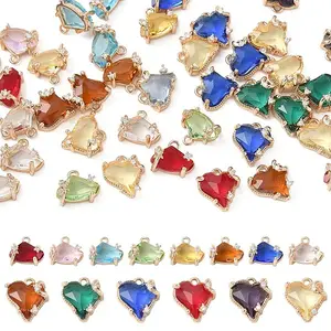 20Pcs Brass Micro Pave Cubic Zirconia with Glass Charms