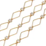 Handmade Brass Pave Clear Cubic Zirconia Rhombus Link Chains