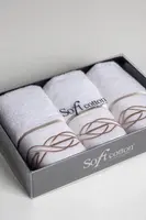 Dárková sada malých ručníků VITA, 3 ks Bílá / béžová výšivka