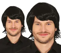 Pánska parochňa čierna dlhá s ofinou