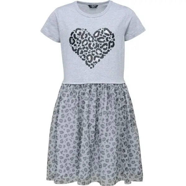 Lewro HARRIET Pohodlné dievčenské šaty s tylovou sukňou, sivá, veľkosť 164-170