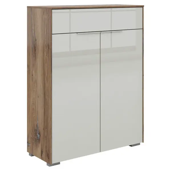 Voleo KOMODA, světle šedá, tmavý dub, 81/110/37 cm