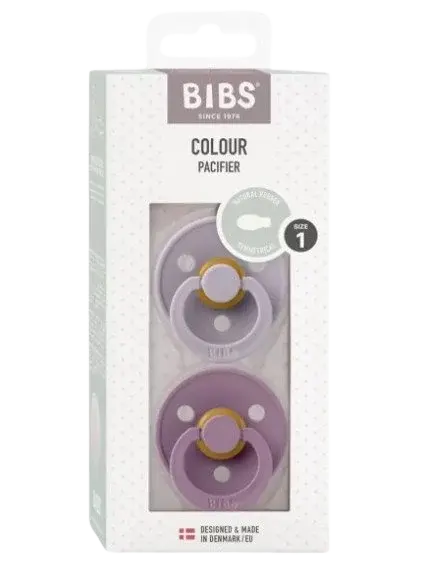 BIBS Colour symetrické dudlíky z přírodního kaučuku velikost 1, Fossil Grey / Mauve 2 ks