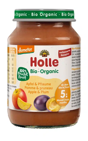 HOLLE bio dětská přesnídávka Jablko a švestka 190 g