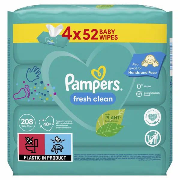 PAMPERS Fresh Clean Vlhčené ubrousky 4 x 52 ks