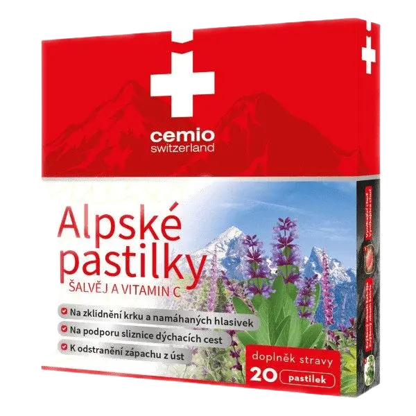 CEMIO Alpské pastilky Šalvěj a vitamin C 20 pastilek