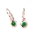 Cutie Jewellery Prekrásne detské náušnice z ružového zlata C1537-10-X-4 zelená