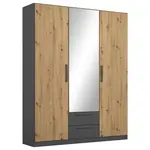 Rauch Möbel ŠATNÍ SKŘÍŇ S OTOČNÝMI DVEŘMI, šedá, dub artisan, 136/197/54 cm