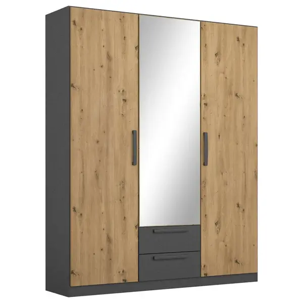 Rauch Möbel ŠATNÍ SKŘÍŇ S OTOČNÝMI DVEŘMI, šedá, dub artisan, 136/197/54 cm