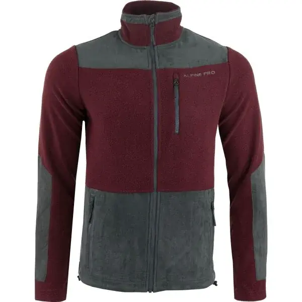 ALPINE PRO CLEW Pánská fleecová mikina, vínová, velikost
