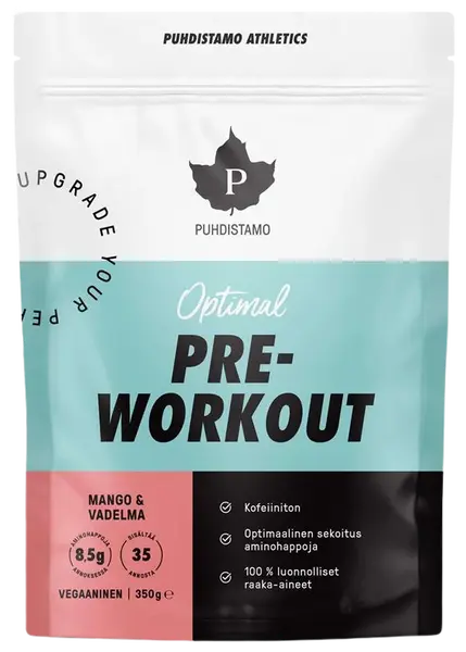 PUHDISTAMO Pre-Workout Caffeine Free mango-malina 350 g