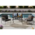 Ambia Garden TERASOVÁ SEDACÍ SOUPRAVA 4dílné, kov, sklo, textil