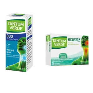 TANTUM VERDE DUO 1,5 mg/ml + 5 mg/ml orální sprej, roztok 15 ml a Tantum Verde Eucalyptus 3 mg 20 pastilek