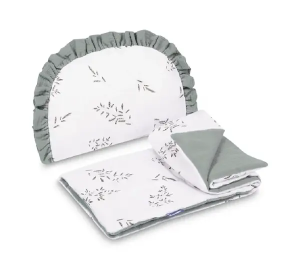 SENSILLO 2D sada do kočárku, postýlky, kolébky, mušelín, bavlna, Louka, zelená, khaki