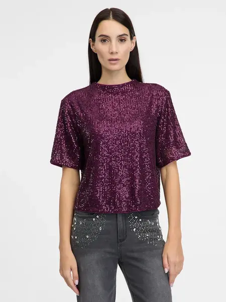 Fialová dámská halenka s krátkým rukávem