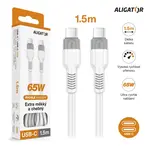 Datový kabel ALIGATOR SoftPastels 3A 65W, USB-C/USB-C, bílá