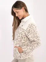 Dámska béžová mikina s leopardím vzorom