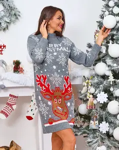 Resti Christmas Sweater Women's Dress in Gray