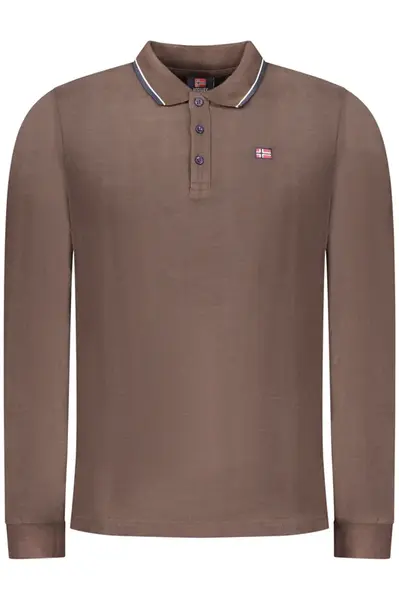 NORWAY 1963 MEN'S LONG-SLEEVE POLO SHIRT, BROWN