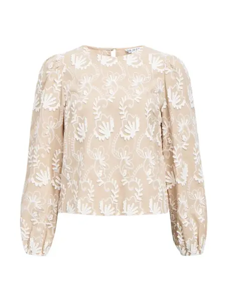 OBJECT Blúzka 'OBJMya'  tmavobéžová / biela