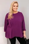Kesi Włoski Dámská blůza plus size s bavlnou a dlouhým rukávem a nařasením tmavě fialová