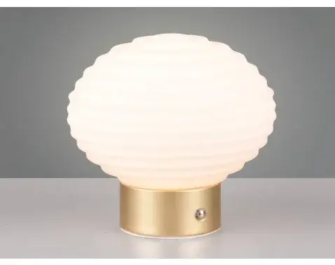 LED stolná lampa nabíjacia Earl 14 cm, biele sklo%