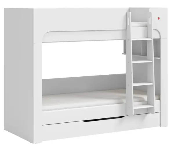 Dětská patrová postel 90x200cm se šuplíkem vendella - bílá