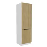 Vysoká skříňka pro vestavnou lednici Cremona 60 LO-210 2F Barva korpusu: Bílá, Barva dvířek: Dub Cremona