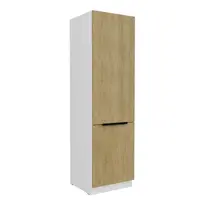 Vysoká skříňka pro vestavnou lednici Cremona 60 LO-210 2F Barva korpusu: Bílá, Barva dvířek: Dub Cremona
