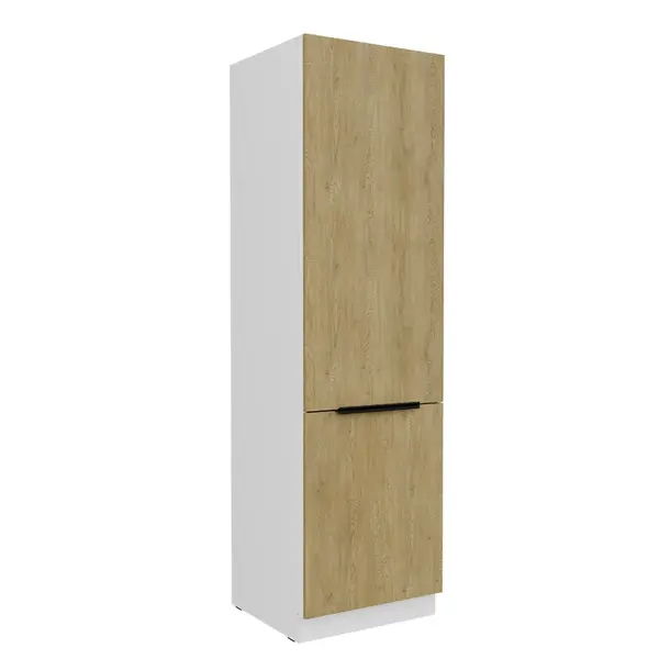 Vysoká skříňka pro vestavnou lednici Cremona 60 LO-210 2F Barva korpusu: Bílá, Barva dvířek: Dub Cremona