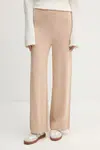 Kalhoty s příměsí vlny United Colors of Benetton béžová barva, high waist, 102HDF00Z