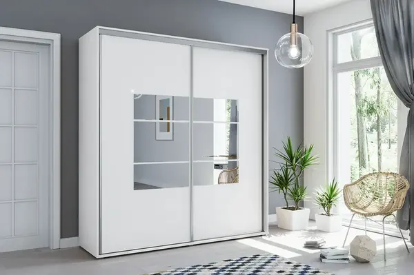 Šatní skříň Ska A02 XL Barva korpusu: Bílá, Rozměry: 150 cm, Dveře: Bílé