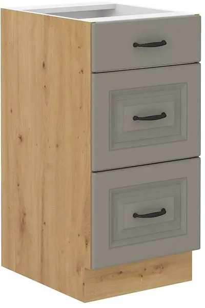 Spodní skříňka Stilo 40 D 3S BB - Premium Box Barva korpusu: Dub artisan, Barva dvířek: Clay Grey
