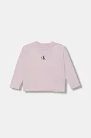 Dětské bavlněné tričko s dlouhým rukávem Calvin Klein Jeans růžová barva, IG0IG02135