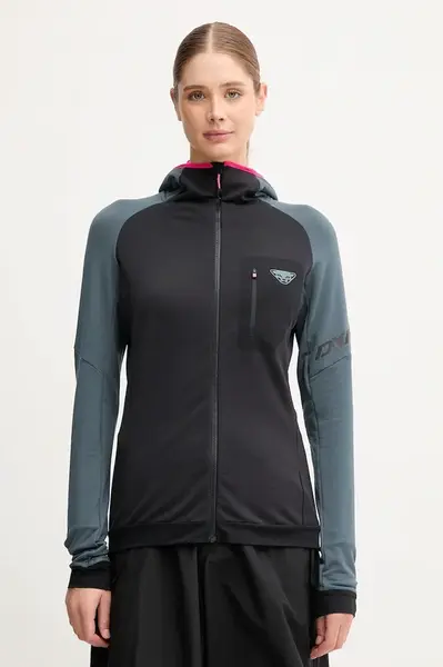 Sportovní mikina Dynafit Radical Polartec zelená barva, s kapucí, vzorovaná, 08.0000071123