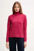 Vlněný svetr United Colors of Benetton dámský, růžová barva, s golfem, 11AHD203Y