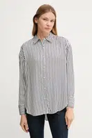 Košile Tommy Hilfiger dámská, tmavomodrá barva, relaxed, s klasickým límcem, WW0WW45888