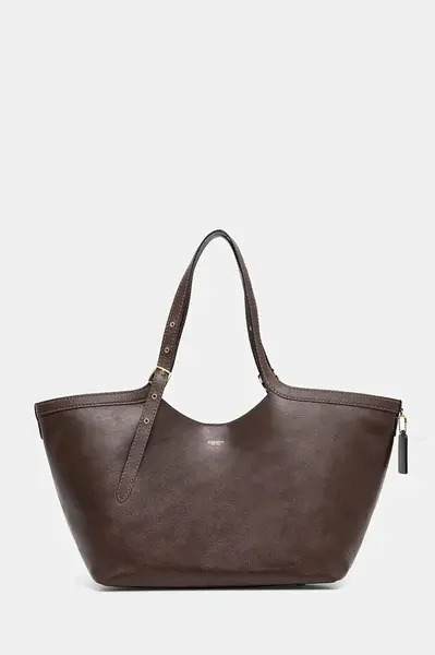 Kožená kabelka Coach hnědá barva, CAM00