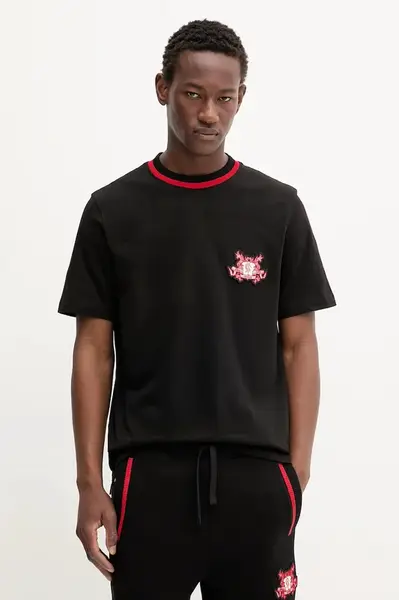 Bavlněné tričko HUGO Dugbytee pánské, černá barva, s aplikací, 50542957