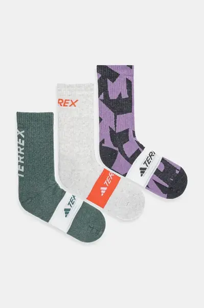 Ponožky adidas TERREX Multi 3-pack pánské, zelená barva, JX1095