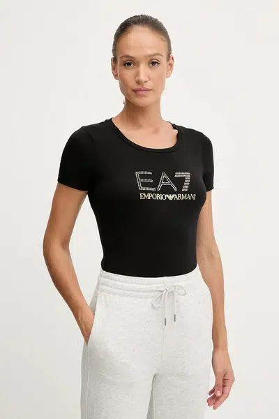 Tričko EA7 Emporio Armani černá barva