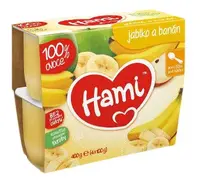 HAMI Ovocný príkrm 100% ovocie Jablko a banán prvá lyžička 4 x 100 g