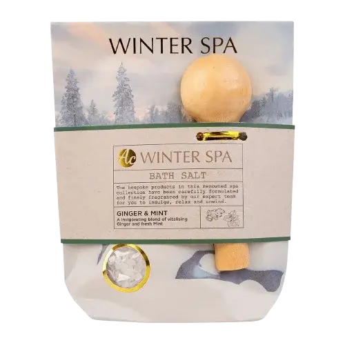 ACCENTRA Soľ do kúpeľa Winter spa v darčekovom vrecku vr. drevené lyžičky 150 g