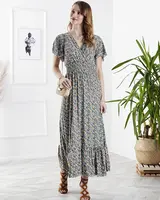 Resti Floral women's midi dress in green- Clothing